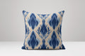 Blue Ikat Linen Pillow Cover: Abstract Geometric Cushion Case - Image 1