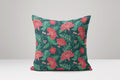 Red Floral Block Print Pillow Cover: Linen-Cotton Blend - Image 1