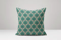 Green Floral Lattice Pillow Cover: Indian Block Print Linen-Cotton - Image 1