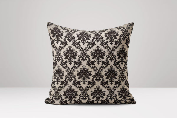 Black Damask Linen Pillow Cover: Vintage Baroque Cushion
