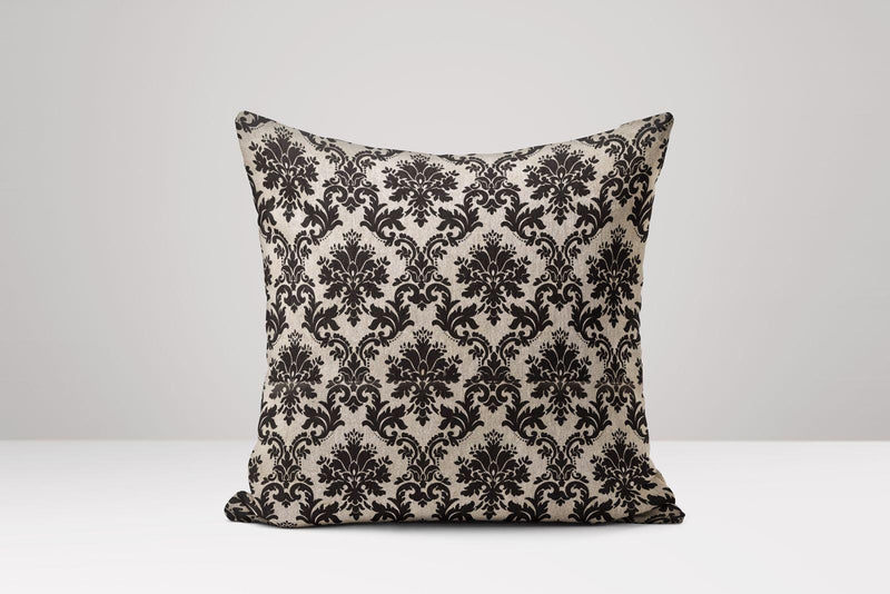 Black Damask Linen Pillow Cover: Vintage Baroque Cushion