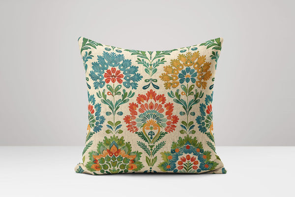 Floral Linen Pillow Cover: Bohemian Vintage Botanical Cushion