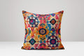 Floral Ikat Linen Pillow Cover: Bohemian Sofa Cushion - Image 1