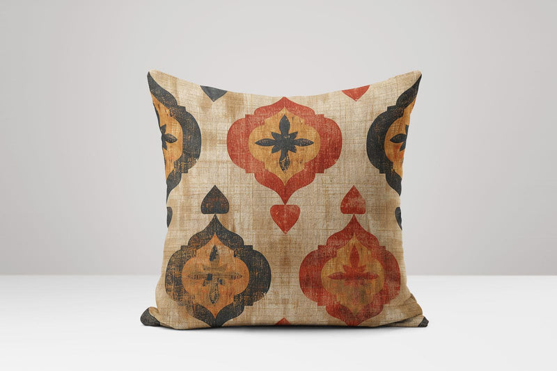 Rustic Moroccan Linen Pillow Cover: Bohemian Geometric Cushion