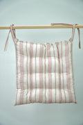 Striped Linen Chair Cushion with Ties: Farmhouse Seat Pad - Image 3