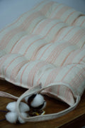 Striped Cotton Linen Chair Cushion with Ties - Farmhouse Decor - Image 1