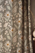 Wildflower Linen Curtains: Sage Green Botanical Floral Drapes - Image 1