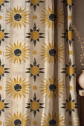 Boho Sunburst Linen Curtains: Celestial Sun & Moon Drapes - Image 1