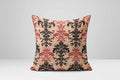 Victorian Damask Pillow Cover: Rustic Beige, Black & Red Floral - Image 1