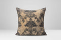 Gothic Damask Pillow Cover: Distressed Black & Beige Vintage Cushion - Image 1