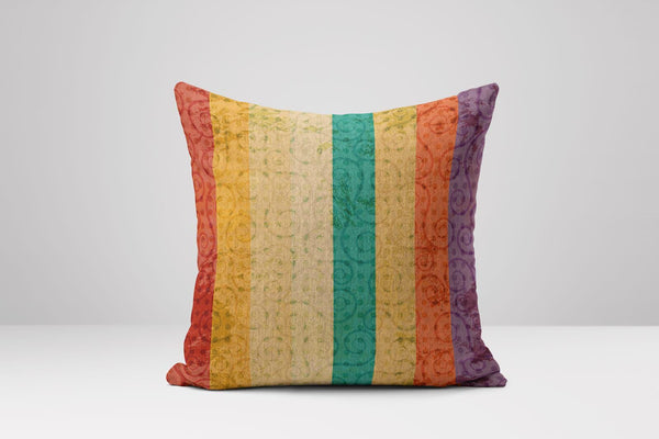 Boho Rainbow Striped Pillow Cover: Cotton Linen Cushion Case