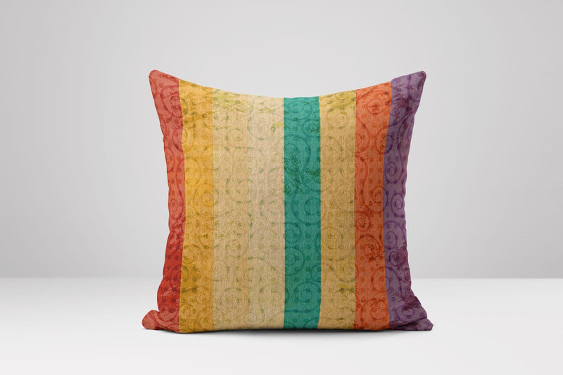 Boho Rainbow Striped Pillow Cover: Cotton Linen Cushion Case