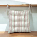 Striped Linen Chair Cushion with Ties: Farmhouse Seat Pad - Image 1
