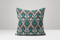 Turquoise Ikat Pillow Cover: Boho Linen Cushion - Image 1