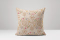 Beige Linen Pillow Cover: Boho Ikat Spiral Mandala Design - Image 1