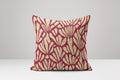Red Floral Ikat Linen Pillow Cover: Boho Cushion Case - Image 1