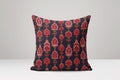Red Floral Block Print Pillow Cover: Bohemian Linen-Cotton Cushion - Image 1