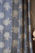Floral Linen-Cotton Curtain Panel: Blue Beige Botanical Print - Image 1