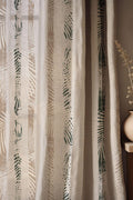 Palm Leaf Linen Curtains: Tropical Boho Home Decor - Image 1