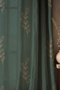 Green Linen-Cotton Curtains: Botanical Leaf Print, Modern Drapes - Image 1