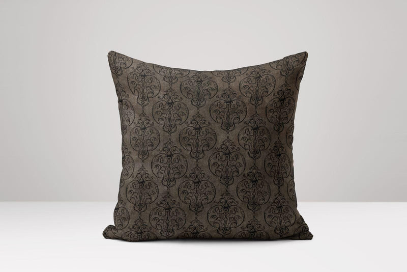 Black Damask Linen Pillow Cover: Vintage Sofa Cushion