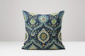 Navy Blue Floral Linen Pillow Cover: Vintage Botanical Cushion - Image 1