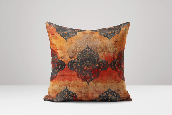 Distressed Moroccan Linen Pillow Cover: Rustic Geometric Cushion