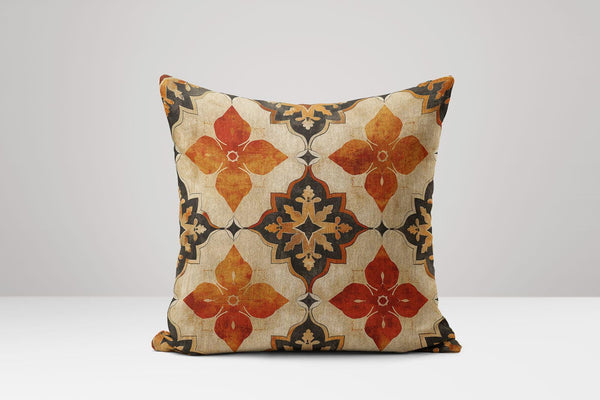 Rustic Moroccan Floral Linen Pillow Cover: Boho Throw Cushion