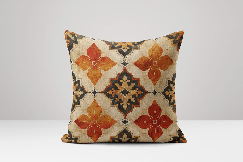 Rustic Moroccan Floral Linen Pillow Cover: Boho Throw Cushion