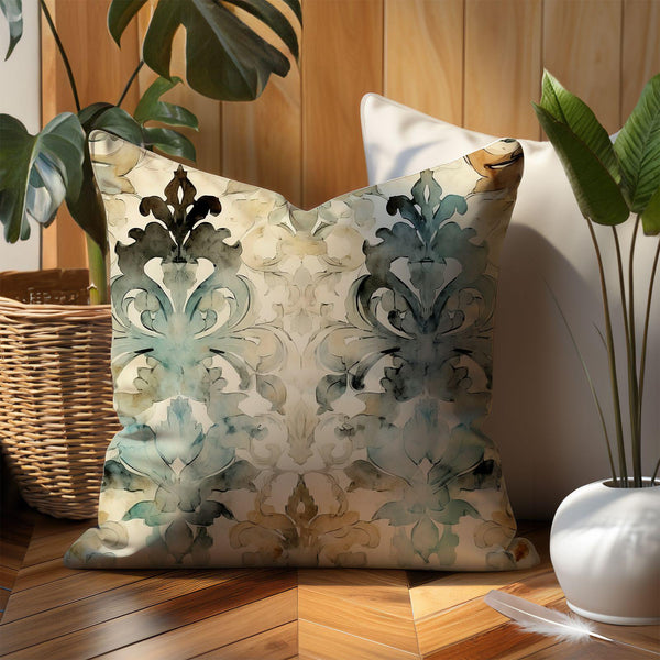 Vintage-Inspired Damask Linen Pillow Cover – Soft Accent Cushion for Living Room & Bedroom