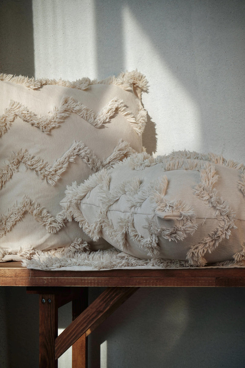 Boho Fringe Linen Pillow Cover: Beige Throw Cushion