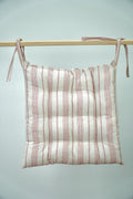 Striped Linen Chair Cushion with Ties: Farmhouse Seat Pad - Image 4