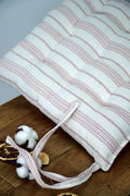 Striped Linen Chair Cushion with Ties: Farmhouse Seat Pad - Image 5