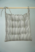 Striped Cotton Linen Chair Cushion with Ties: Farmhouse Seat Pad - Image 1