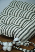 Striped Cotton Linen Chair Cushion with Ties: Farmhouse Seat Pad - Image 3