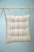 Striped Cotton Linen Chair Cushion with Ties - Farmhouse Decor - Image 3