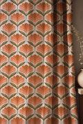 Retro Floral Linen Curtains: Mid-Century Modern Botanical Print - Image 1