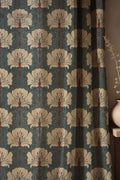 Art Nouveau Floral Linen Curtains: Blue Beige Botanical Drapes - Image 1