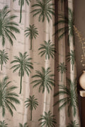 Tropical Palm Tree Linen Curtains: Coastal Beach House Decor - Image 1