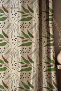 Botanical Linen Curtains: Green Leaf Print, Eco Home Decor - Image 1
