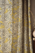 Floral Linen Curtains: Vintage Botanical Sketch, Yellow Garden Window Drapes - Image 1