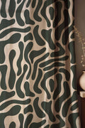 Modern Abstract Linen Curtains: Deep Green Organic Pattern - Image 1