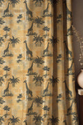 Safari Giraffe Linen Curtains: Vintage Palm Tree Print - Image 1