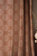 Boho Linen Curtains: Terracotta Dot Geometric Drapes - Image 1
