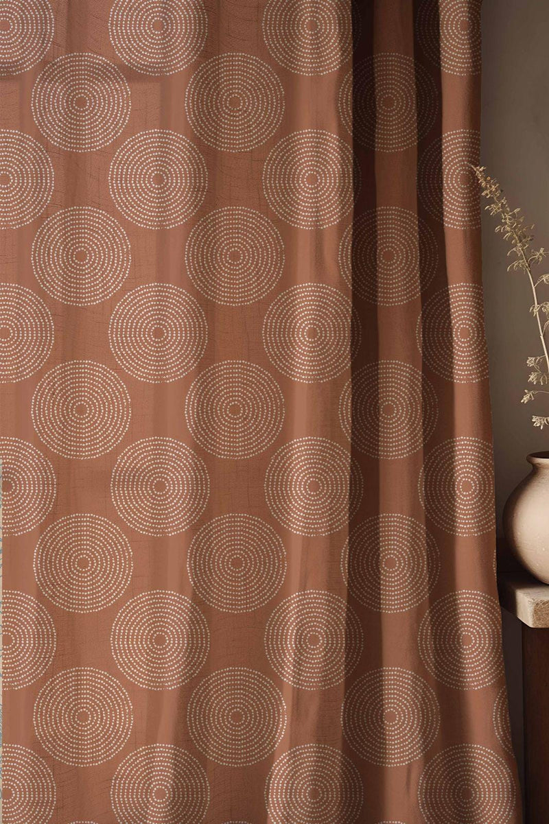 Boho Linen Curtains: Terracotta Dot Geometric Drapes
