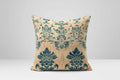 Teal Damask Pillow Cover: French Country Rustic Cushion - Image 1
