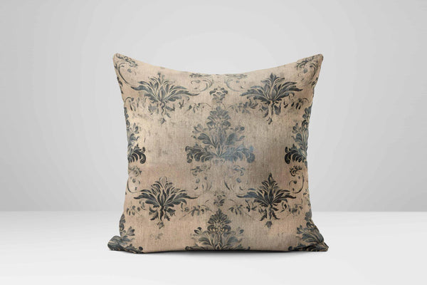 Damask Pillow Cover: Antique Black & Beige French Country Cushion