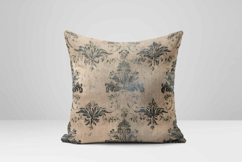 Damask Pillow Cover: Antique Black & Beige French Country Cushion