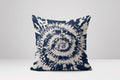 Indigo Tie-Dye Pillow: Boho Navy Spiral Cotton Linen Cushion - Image 1