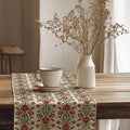 Red and Green Floral Table Runner – Boho Cotton Dining Decor, Rustic Farmhouse Accent - Image 1